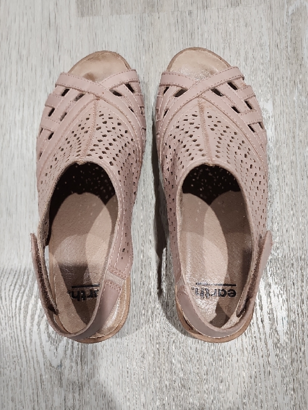 Earth Blush Pink Perforated Woven Slingback Sandals 7.5M - Picture 4 of 10